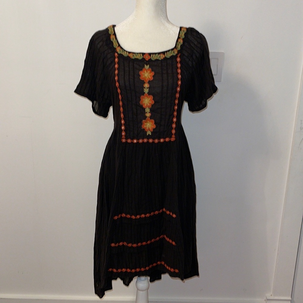 Free People embroidered dress in brown size small